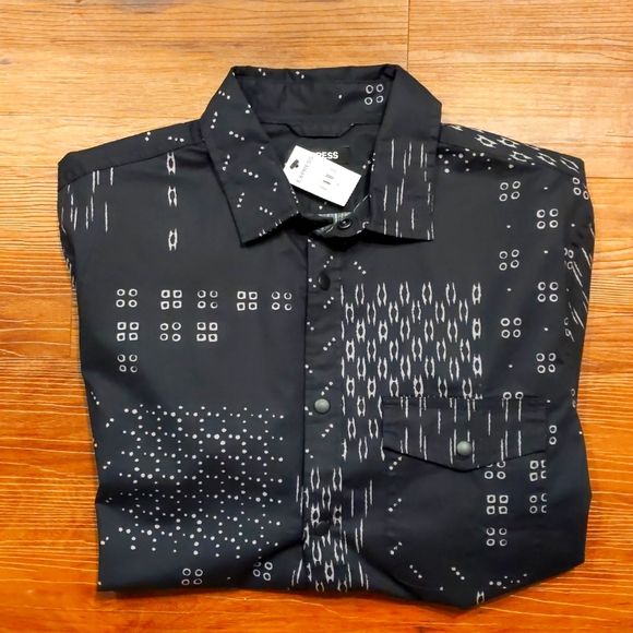 Express Other - Express Black and Tan Pattern Casual Button Down Shirt